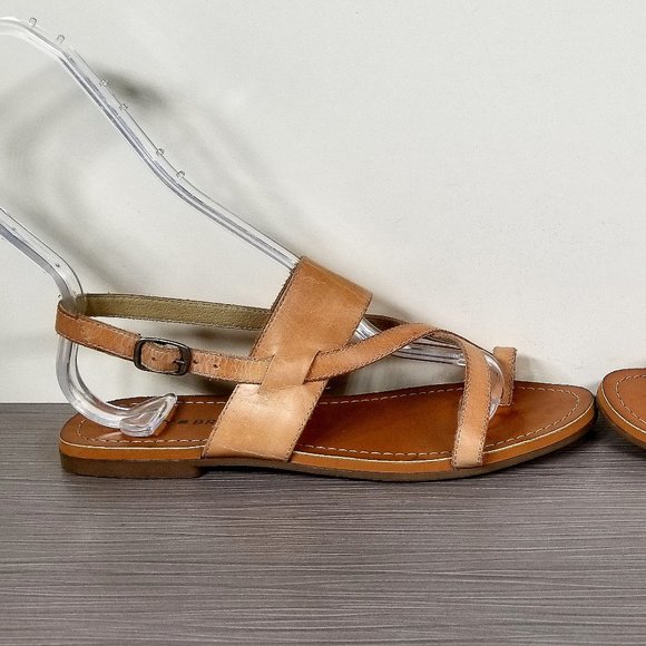 Lucky Brand Ellsona Flat Sandal, Tan Leather, Womens Size 6.5 M / 36.5 - Picture 7 of 14